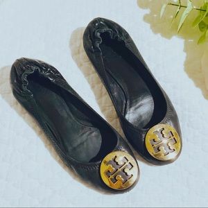 Tory Burch Reva Black Leather Flats